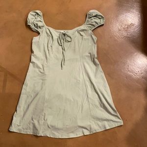 Mint knit dress with cap sleeves and tie detail